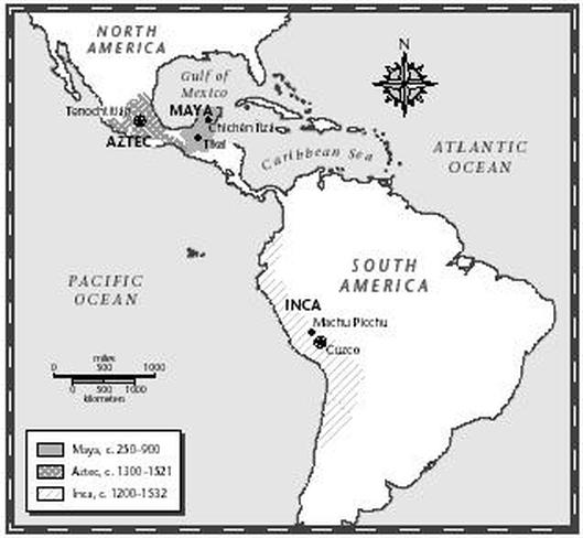 inca maya aztec map